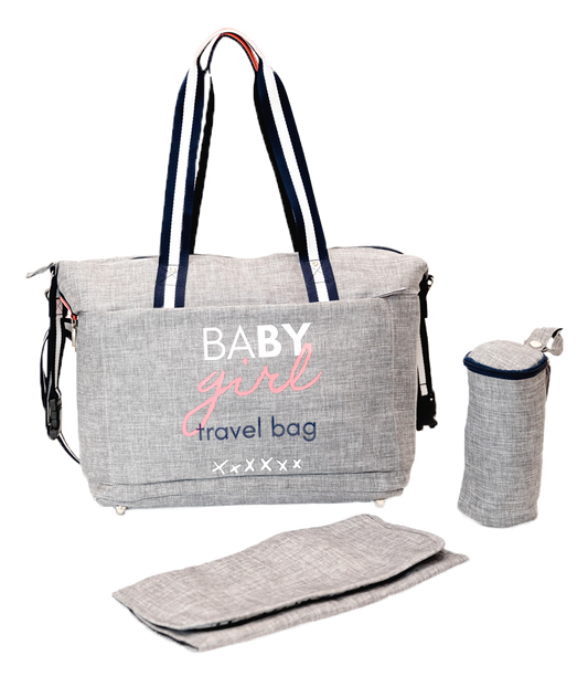 Geantă Duffle Baby On Board Baby Girl - Design Roz pentru Fetițe