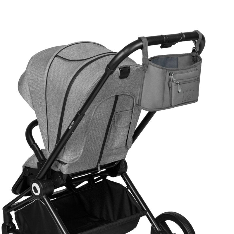 Organizator carucior Lionelo Little Cube Gri – fixarea la cărucior