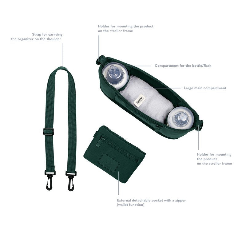 Organizator carucior Lionelo Little Cube Verde – detaliile accesoriilor