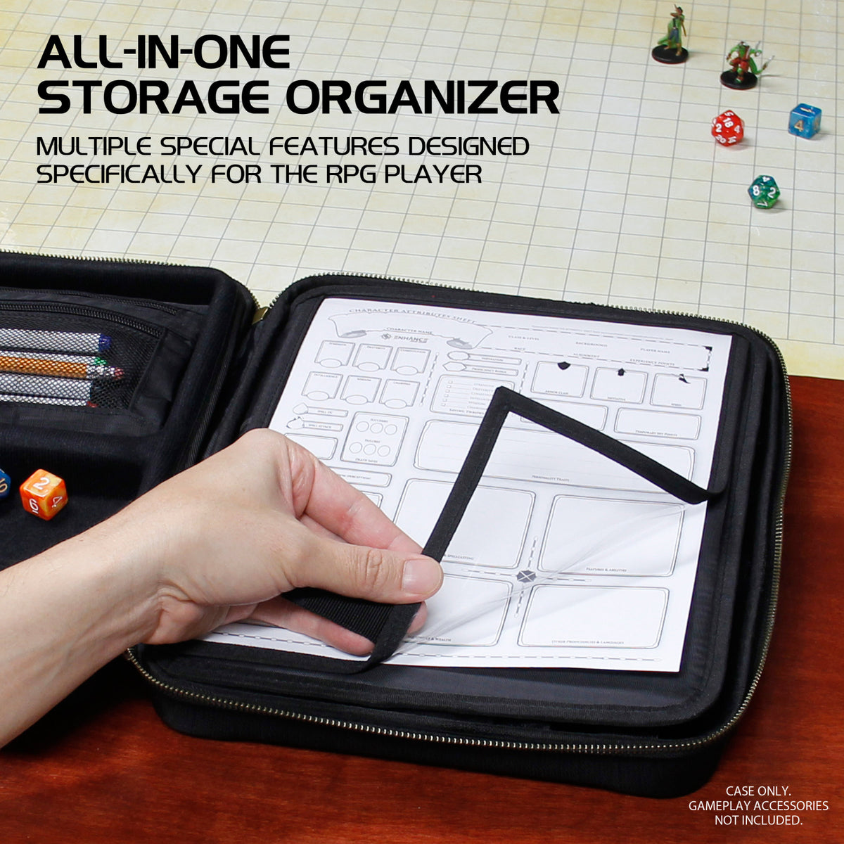 Geantă Organizator RPG Canvas Black - Soluție Premium pentru Jocuri de Masă