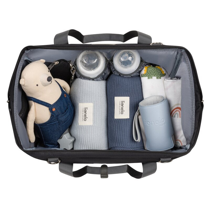 Geanta pentru mamicI, Lionelo, Ida, Cu multiple compartimente, Negru