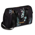 Geanta pentru mamici Lionelo Ida Negru cu imprimeu floral – geanta din lateral