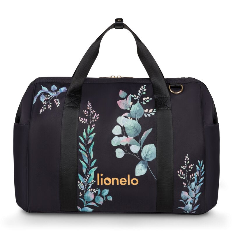Geanta pentru mamici Lionelo Ida Negru cu imprimeu floral – geanta cu imprimeu floral