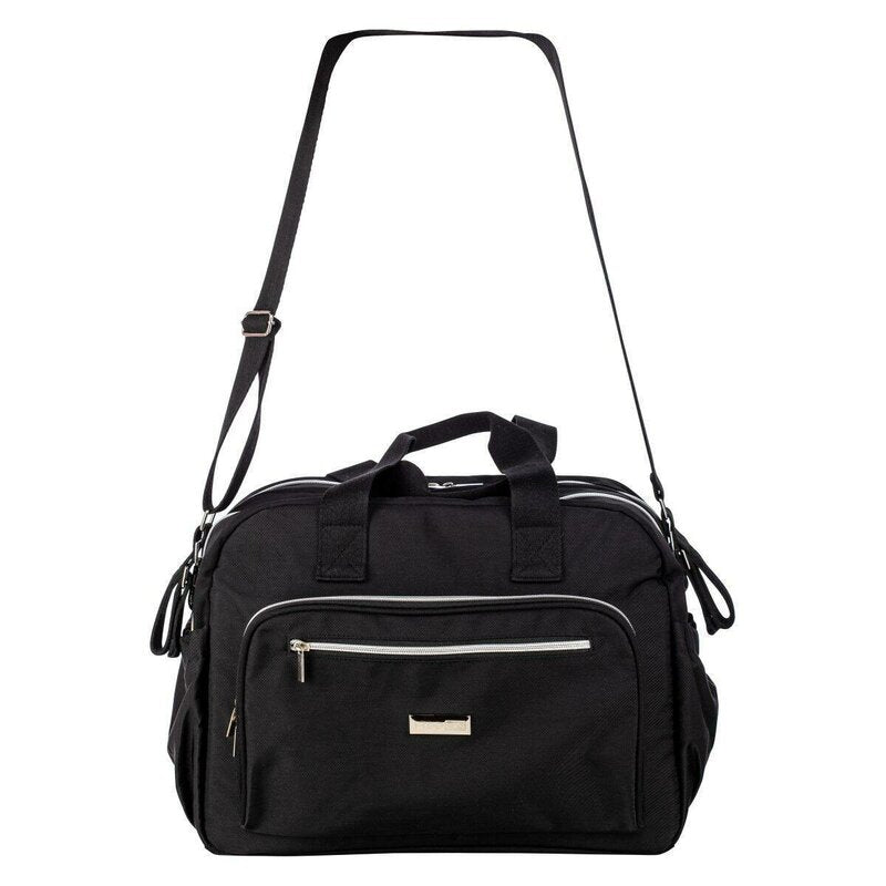 Geanta pentru scutece, FreeON, Style, Impermbeabila, Cu multiple buzunare, Dimensiune compacta, 39x32x18 cm, Black