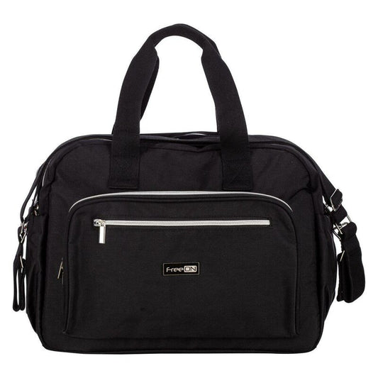 Geanta pentru scutece, FreeON, Style, Impermbeabila, Cu multiple buzunare, Dimensiune compacta, 39x32x18 cm, Black