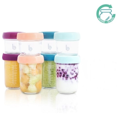 Set 8 boluri gradate din sticla Babymoov 100 ml / 220 ml