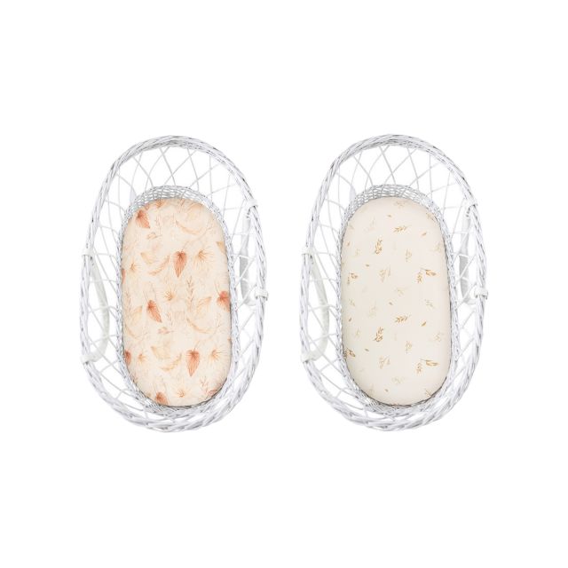 Set 2 cearsaf cu elastic pentru landou/ cosulet bebe Bumbac