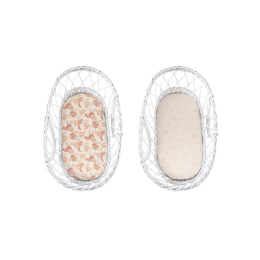 Set 2 cearsaf cu elastic pentru landou/ cosulet bebe Bumbac