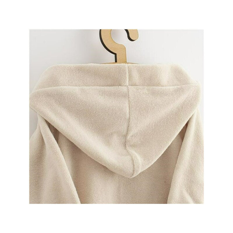 Halat de baie, New Baby, Pentru copii, Cu buzunare, Cu cordon, Marime 104/110, Din bumbac 100%, Beige