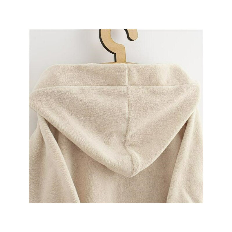 Halat de baie, New Baby, Pentru copii, Cu buzunare, Cu cordon, Marime 104/110, Din bumbac 100%, Beige