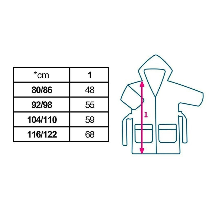 Halat de baie New Baby Comfortably 116/122, Roz – tabelul de mărimi al colecției