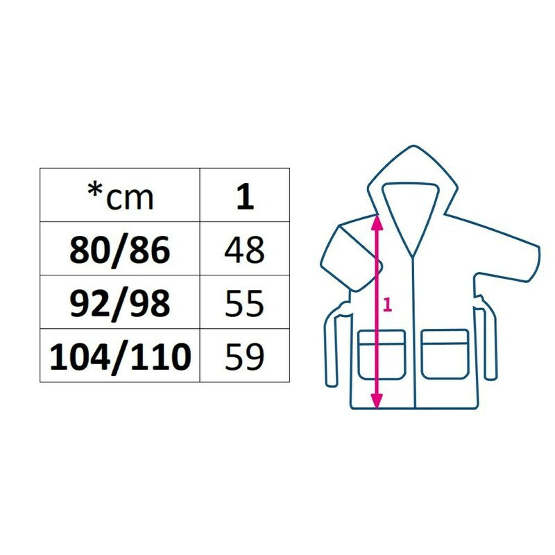 Halat de baie New Baby Comfortably 80/86, Bej – tabelul de mărimi