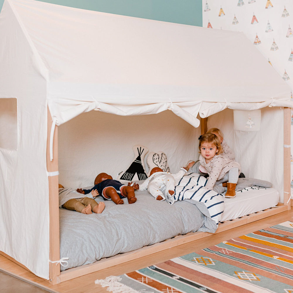 Husa cadru pat casuta Childhome 90x200 cm Alb