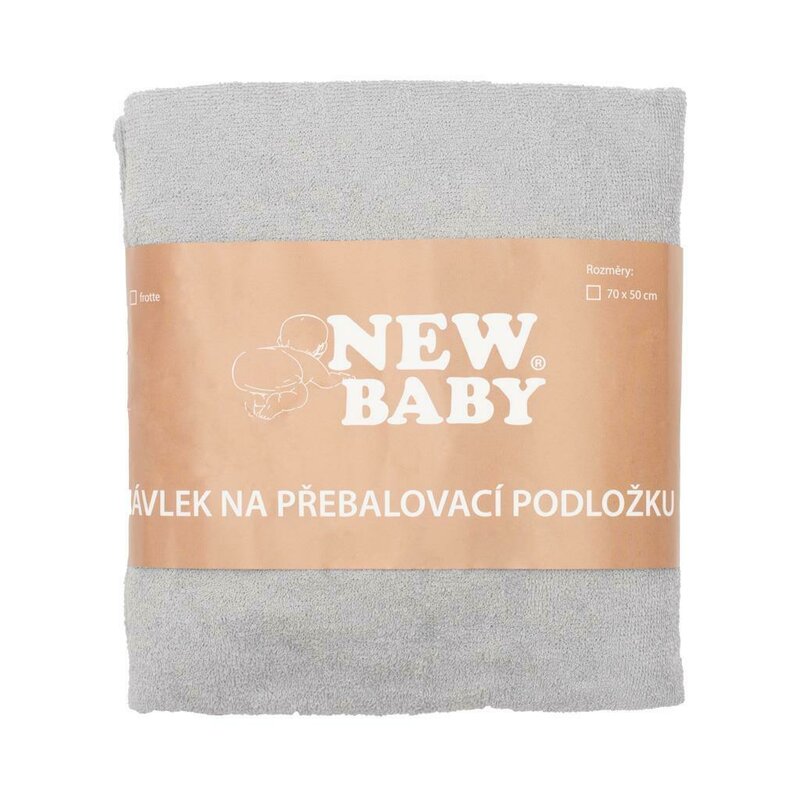 Husa, New Baby, Pentru saltea de infasat, 50x70 cm, Cu banda elastica, Bumbac terry, Grey