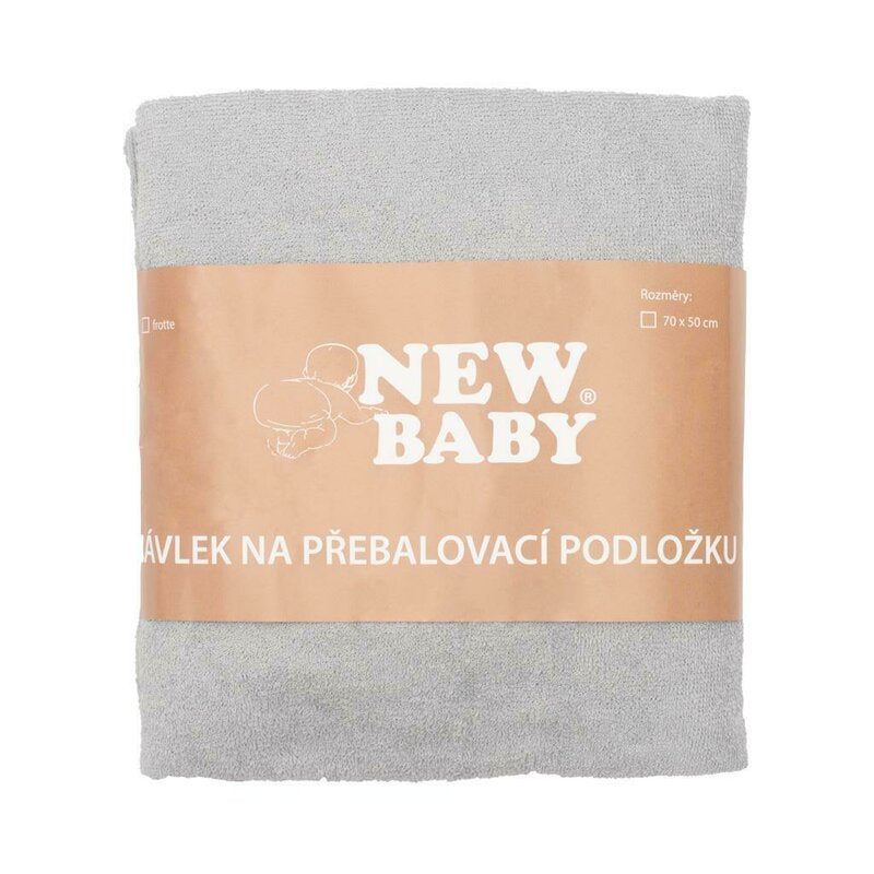 Husa, New Baby, Pentru saltea de infasat, 50x70 cm, Cu banda elastica, Bumbac terry, Grey