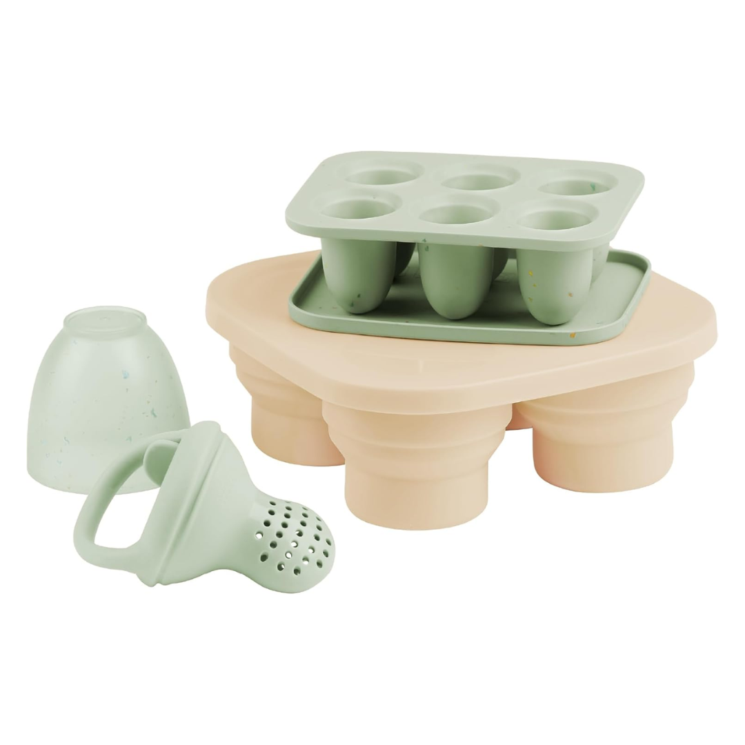 Set recipiente din silicon si feeder Babymoov pentru diversificare