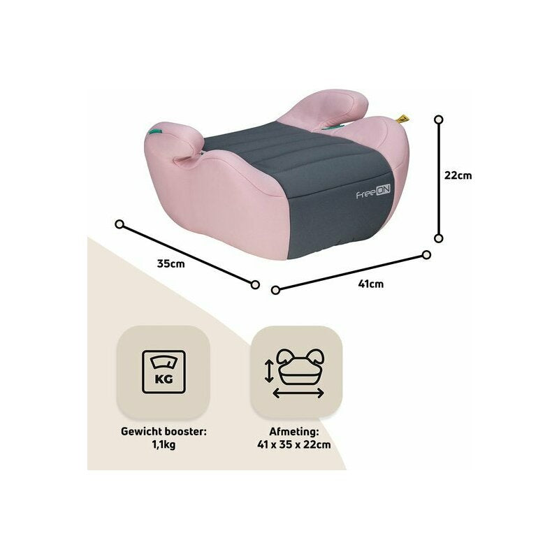 Inaltator auto, FreeON, Comfy, Pentru copii, I-size, 125-150 cm, Orientare in sensul directiei de mers, Conform cu standardul european de securitate ECE R129, Prink/Grey