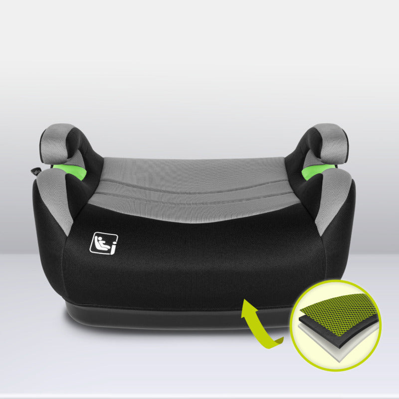 Inaltator auto, Lionelo, Luuk Fix I-size, 125- 150 cm, Instalare cu sistem Isofix si centura de prindere, Cu husa detasabila, Conform cu standardul european de securitate ECE R129, Gri