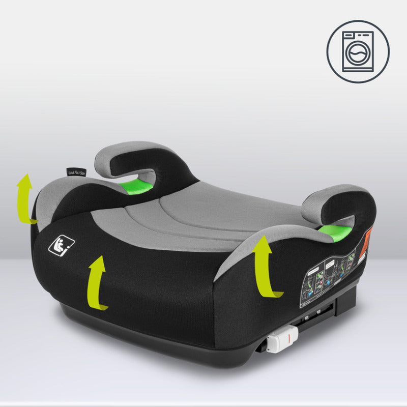 Inaltator auto, Lionelo, Luuk Fix I-size, 125- 150 cm, Instalare cu sistem Isofix si centura de prindere, Cu husa detasabila, Conform cu standardul european de securitate ECE R129, Gri