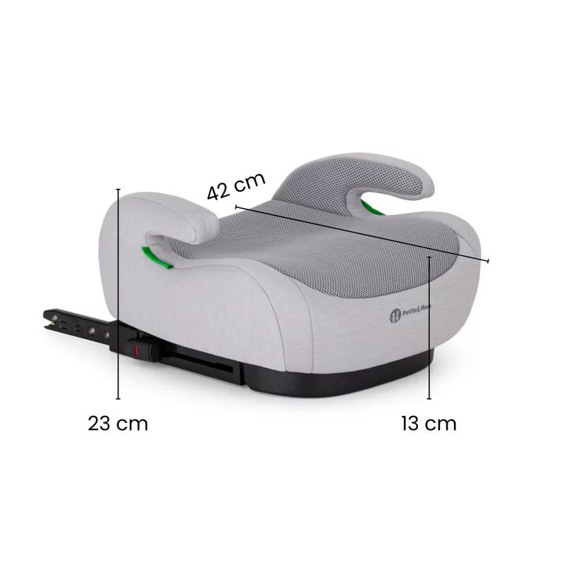 Inaltator auto, Petite&Mars, Optimus Pro, I-size, 125- 150 cm, 22-36 kg, Cu isofix, Forma ergonomica, Husa detasabila, Bej