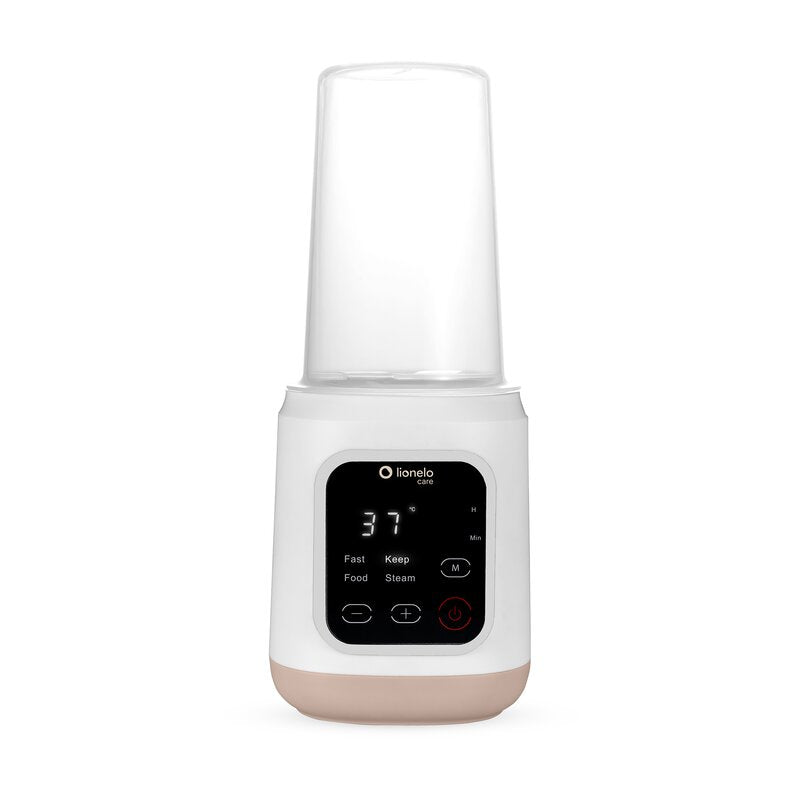 Incalzitor biberoane, Lionelo, ThermUp 3.0, 6 in 1, Incalzire, Decongelare, Sterilizare, Mentinerea temperaturii, 400 W, 35-100°C, Panou de comanda tactil, Fara BPA, Oprire automata, Placa de incalzire din teflon, Alb