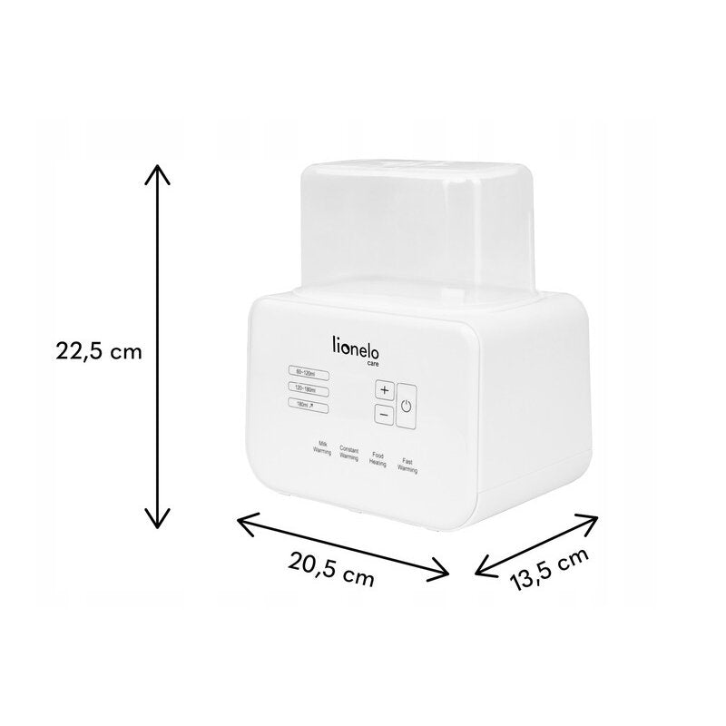 Incalzitor biberoane, Lionelo, ThermUp Double, 2 biberoane, 3 - 5 min, Temperatura constanta pana la 24 h, Sterilizare, Dezghetare, Fara BPA, Alb