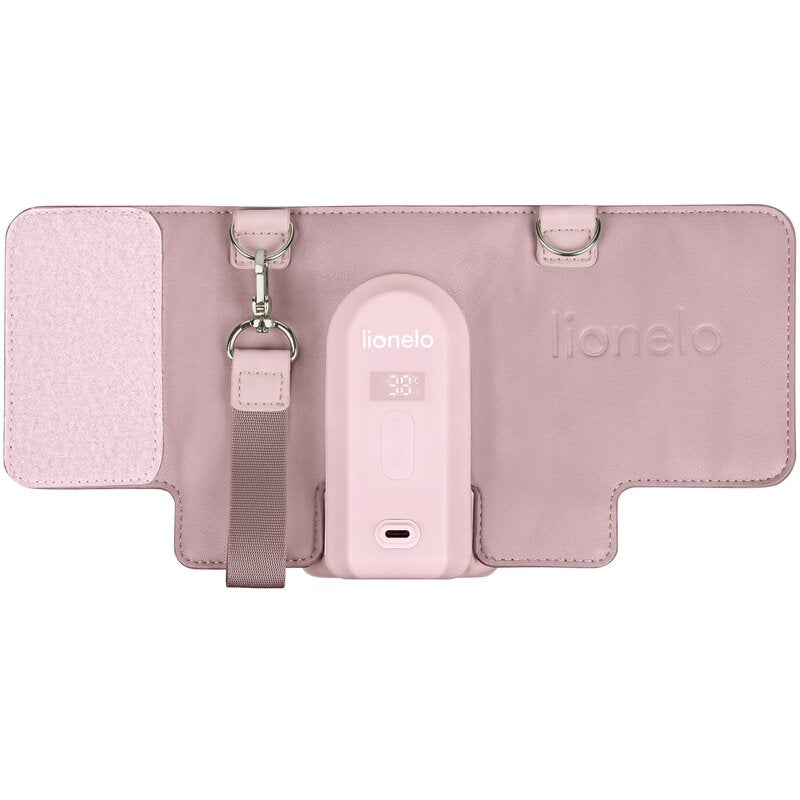 Incalzitor biberoane, Lionelo, ThermUp Go Evo, Portabil, Cu 5 niveluri de incalzire, Cu buton Safety Control, Mentinere caldura pana la 9h, Incarcare USB, Roz deschis