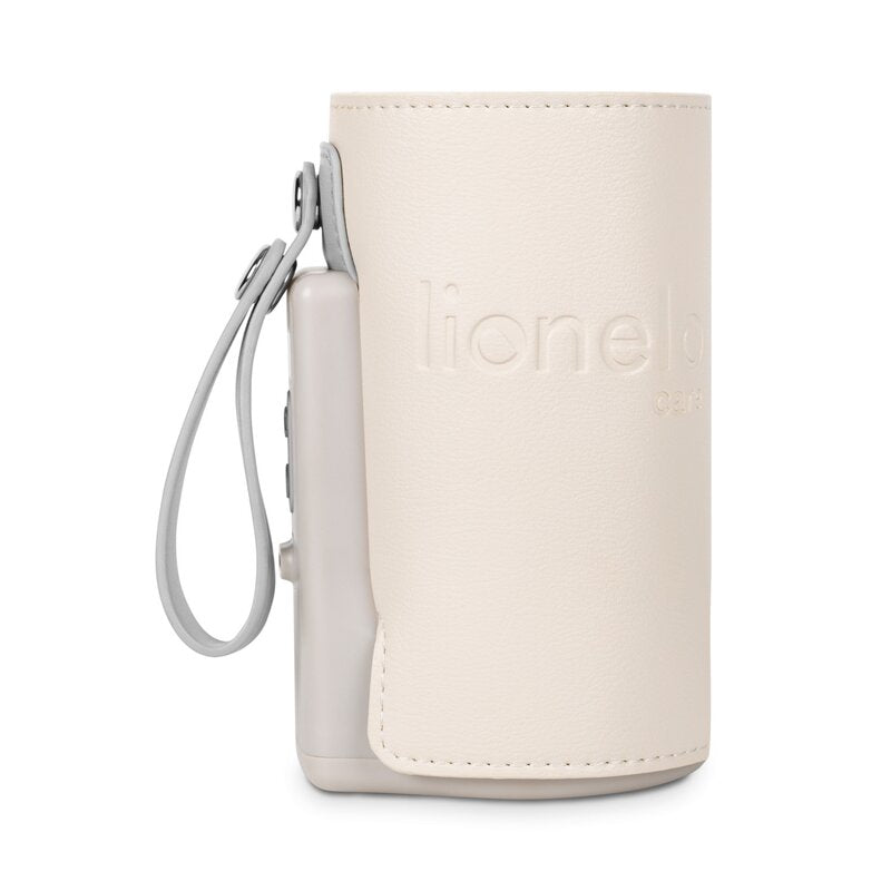Incalzitor biberoane, Lionelo, ThermUp Go Plus, Portabil, Cu aspect elegant, Temperatura constanta pana la 24 h, Incarcare USB, Bej
