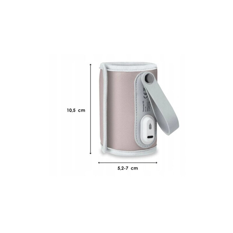 Incalzitor biberoane, Lionelo, ThermUp Go, Portabil, Temperatura constanta pana la 24 h, Incarcare USB, Roz