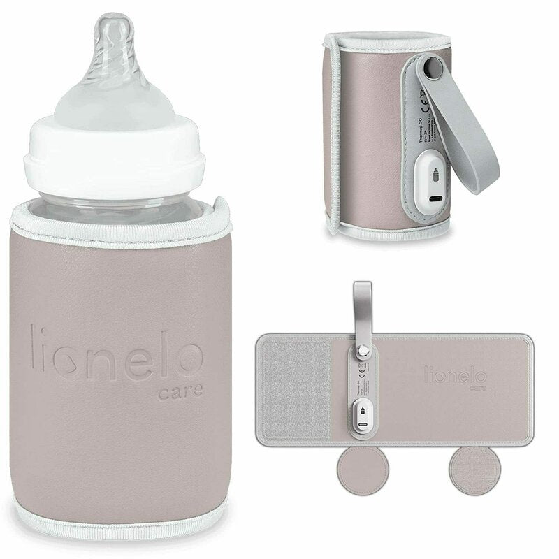 Incalzitor biberoane, Lionelo, ThermUp Go, Portabil, Temperatura constanta pana la 24 h, Incarcare USB, Roz