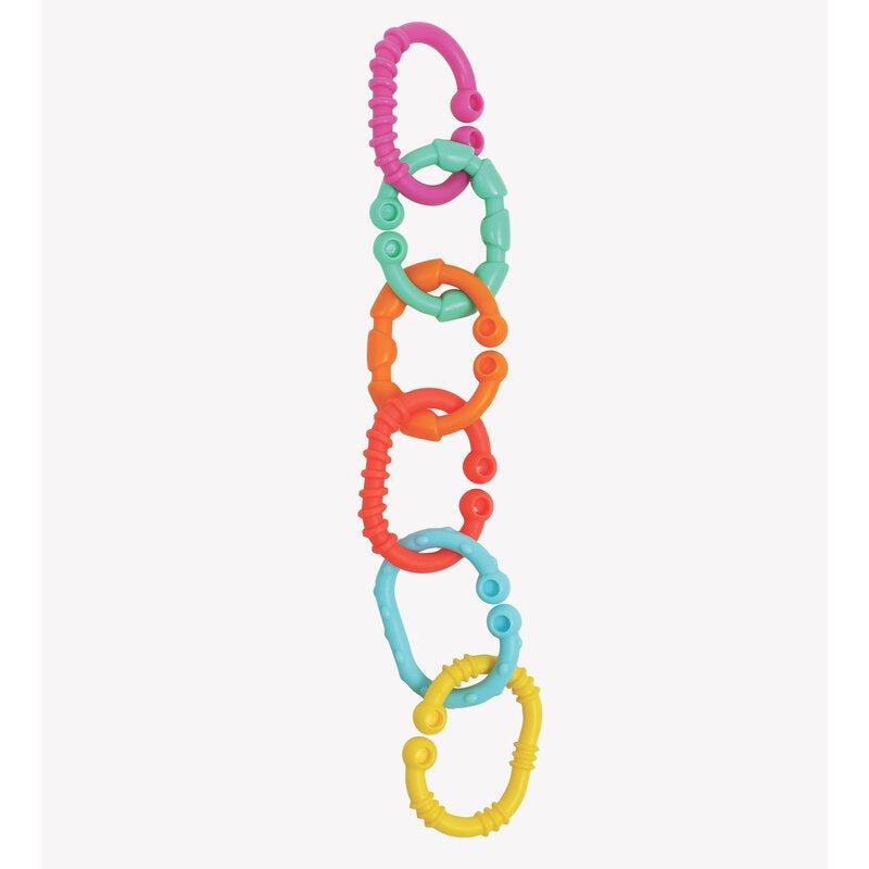 Inele de dentitie Playgro Loopy Links 24 piese atasabile la carucior si scaun auto
