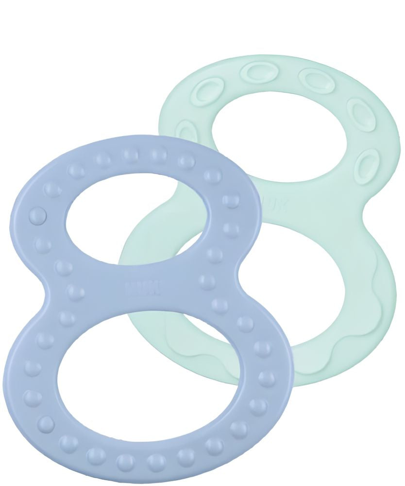 Set 2 Inele Dentiție Nuk Albastru Verde Masaj și Răcorire 0+ Luni