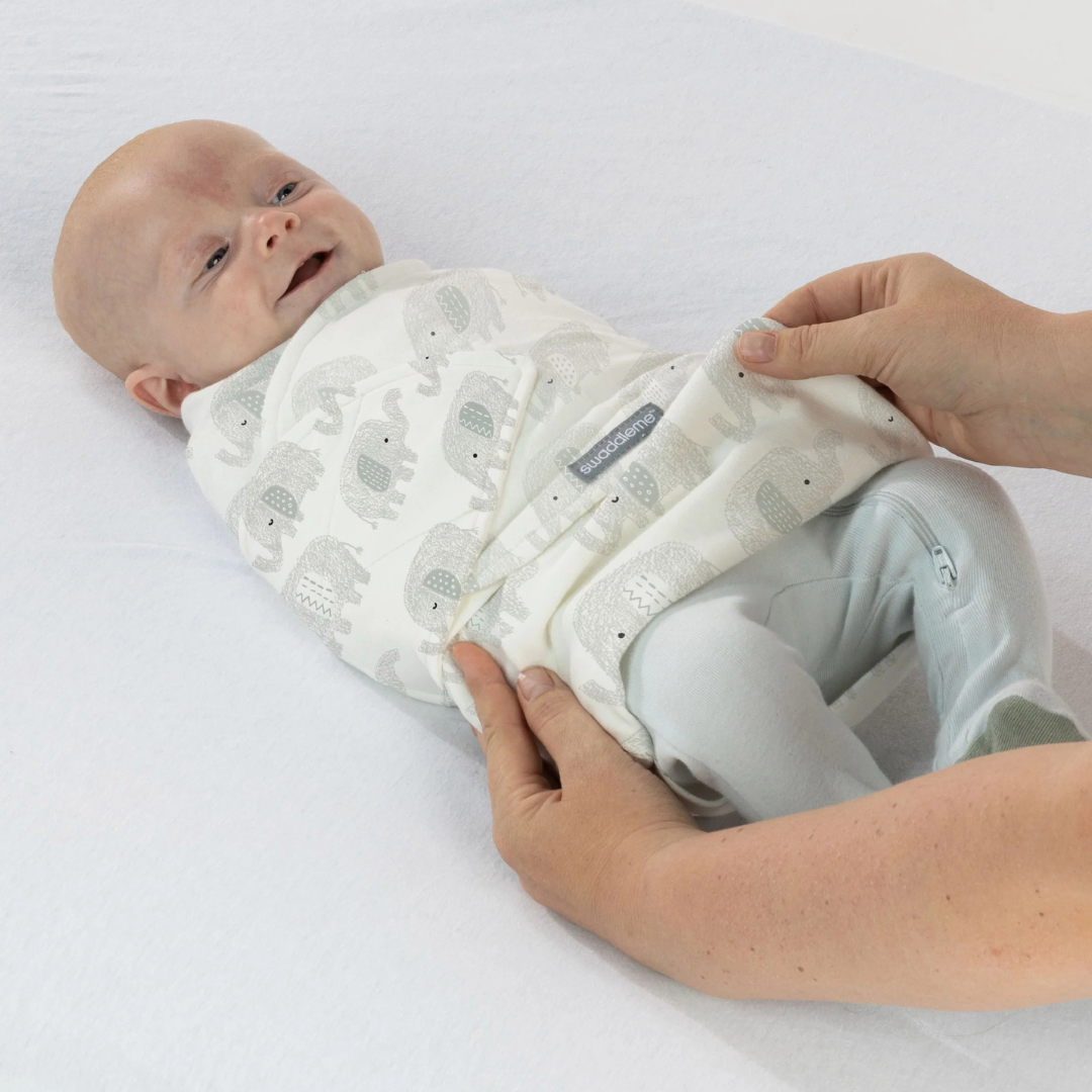 Ingenuity - Sistem de infasare Swaddle Me 0-3 luni, colectia Monogram, Scribble Elephant