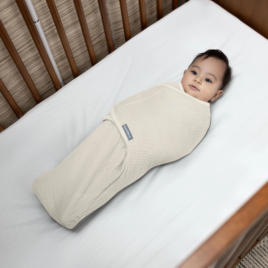 Ingenuity - Sistem de infasare Swaddle Me 0-3 luni, muselina, colectia Original, Cream