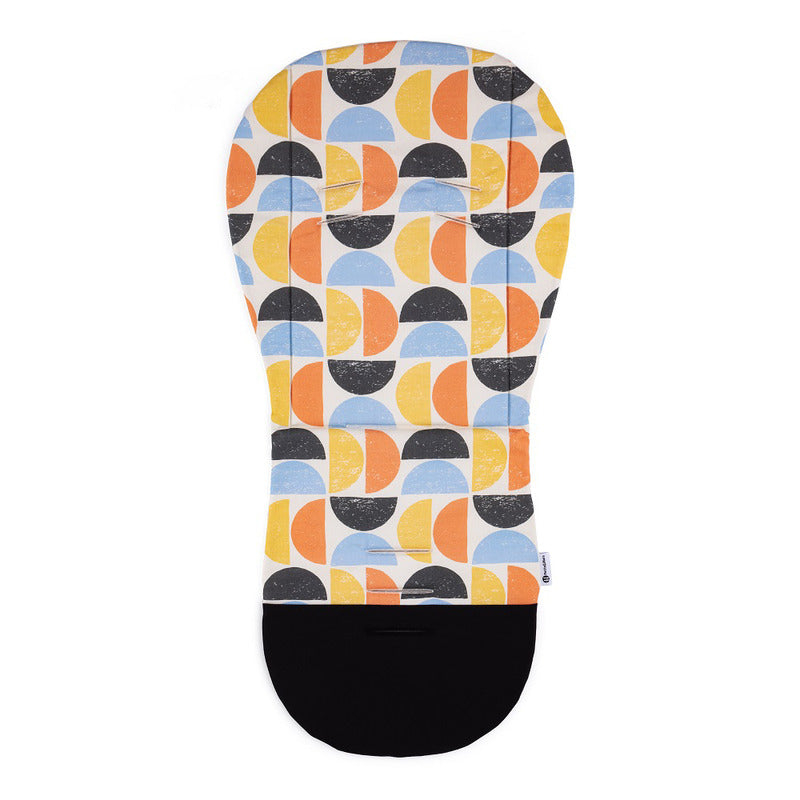 Insertie carucior, Petite&Mars, Editie limitata, Din spuma cu memorie, Densa Pentru confort sporit, Universala, Cu decupaje pentru centura de siguranta in 3 sau 5 puncte, 86x42 cm, 0 luni+, Retro, Multicolor