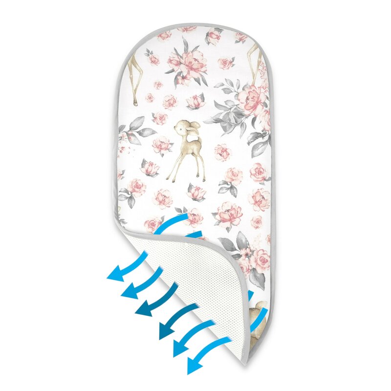 Inserție pentru landou MimiNu Sweet Deer Pink, 77x37 cm