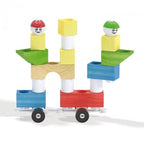 Joc constructie Quercetti Modi Bloc, 18 piese – construcție pe roți și figurine colorate