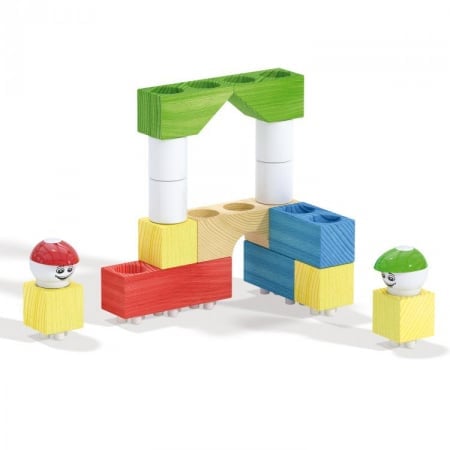 Joc constructie Quercetti Modi Bloc, 18 piese – construcție cu arcadă și figurine