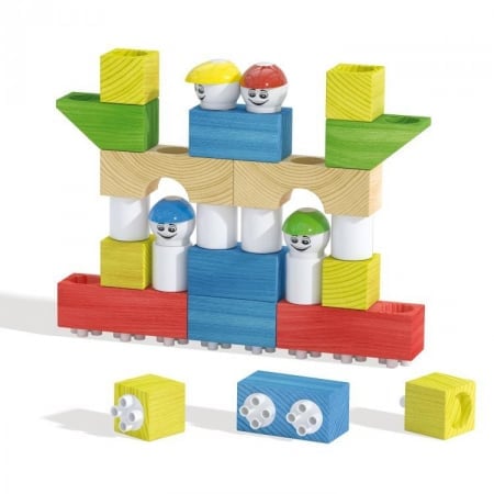 Joc constructie Quercetti Modi Bloc Premium, 30 piese – construcție cu figurine și blocuri colorate