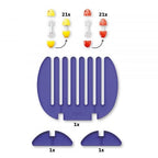 Joc strategie Quercetti Four Pegs – grilă, picioare și piese duble în două culori