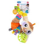 Jucarie carucior sau scaun auto, Playgro, Salo, Cu inele pentru dentitie, Cu diverse forme si texturi, Cu sunete si zornaieli, Dezvolta abilitatile motorii si imaginatia, 0 luni+, Sensory Friend Salo Sloth