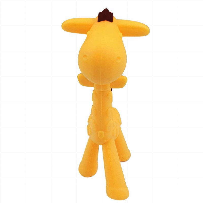 Jucarie de dentitie, Bocioland, Amelioareaza gingiile dureroase, Design ergonomic, Fara BPA, 0 luni+, Giraffe Yellow/Brown