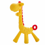 Jucarie de dentitie Bocioland, model Girafa, design ergonomic, Yellow/Red