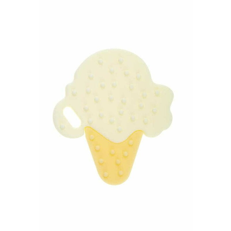 Jucarie de dentitie, Bocioland, Din silicon, Stimuleaza abilitatile motorii fine, Calmeaza durerea gingiei, 0 luni+, Ice Vanilla