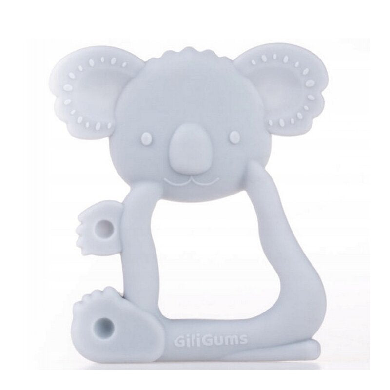 Jucarie de dentitie, Giligums, Koala, Pentru masajul gingiilor, Din silicon Fara BPA, 3 luni+, Gri