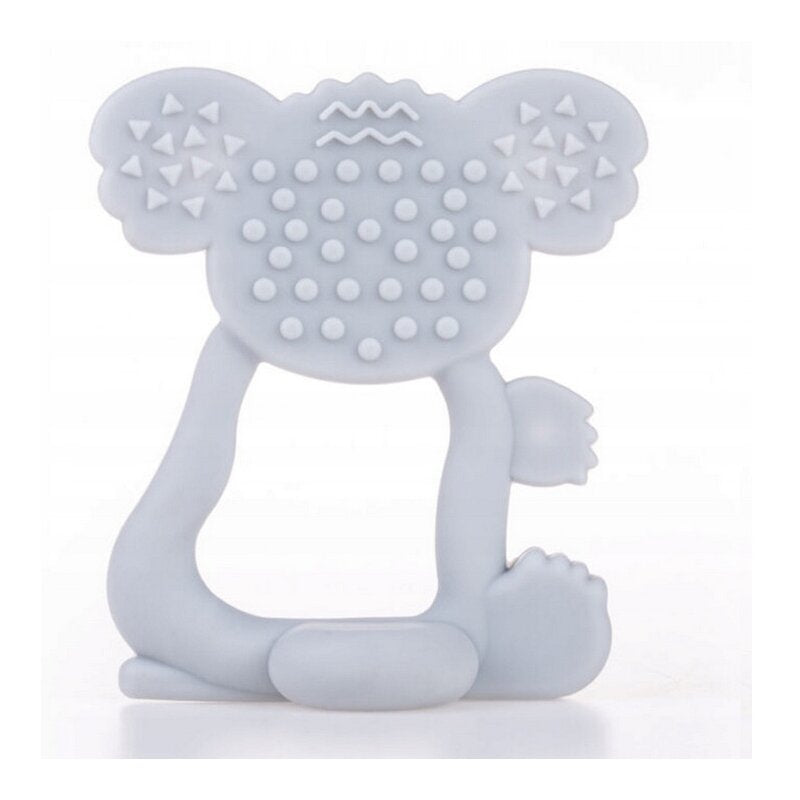 Jucarie de dentitie, Giligums, Koala, Pentru masajul gingiilor, Din silicon Fara BPA, 3 luni+, Gri