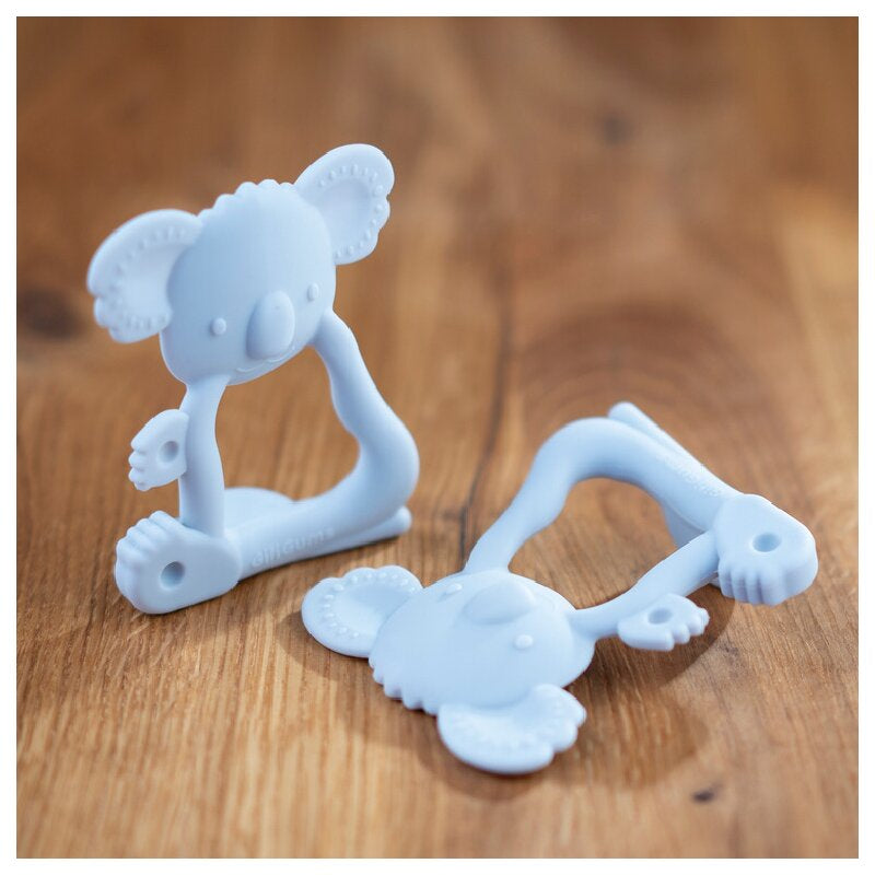 Jucarie de dentitie, Giligums, Koala, Pentru masajul gingiilor, Din silicon Fara BPA, 3 luni+, Gri