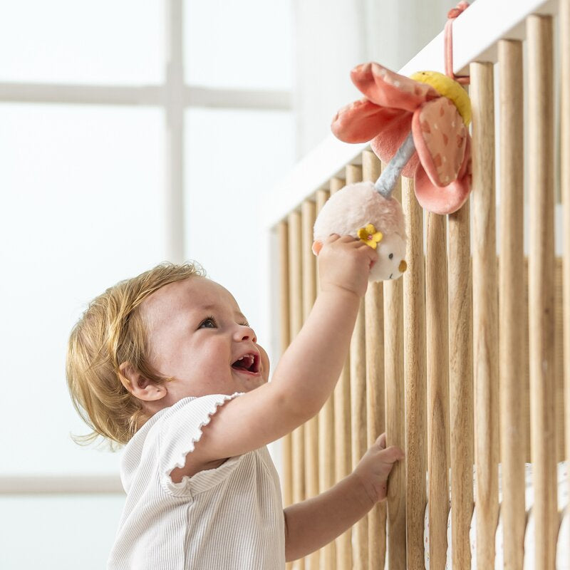 Jucarie de plus, Nattou, MILA, ZOE & LANA, Cu vibratii, Atasabila la carucior, scaun auto sau patut, Dezvolta atingerea si abilitatile motorii, 0 luni+, Flower