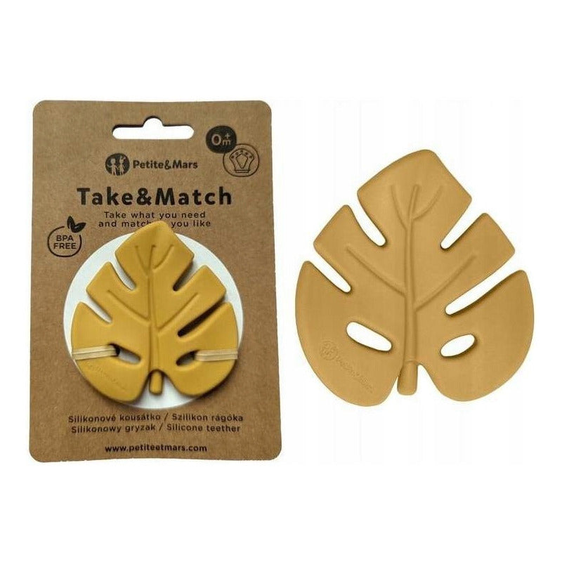 Jucarie dentitie, Petite&Mars, Take&Match, Din silicon, Fara BPA, Racire in frigider, Ocru