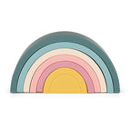 Jucarie de stivuire Petite&Mars Curcubeu din silicon 6 piese Verde, imagine 3